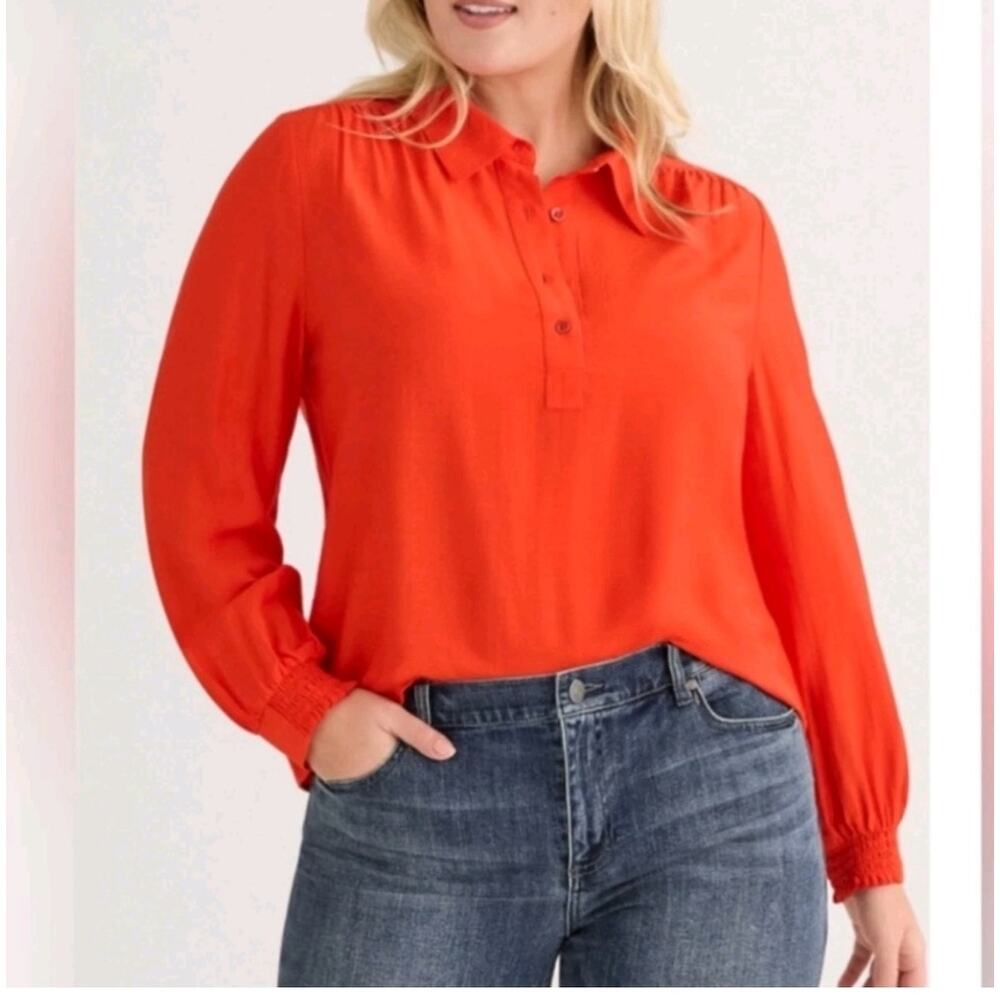 Cabi Womens Posh Blouse #4791 Medium Molten Lava